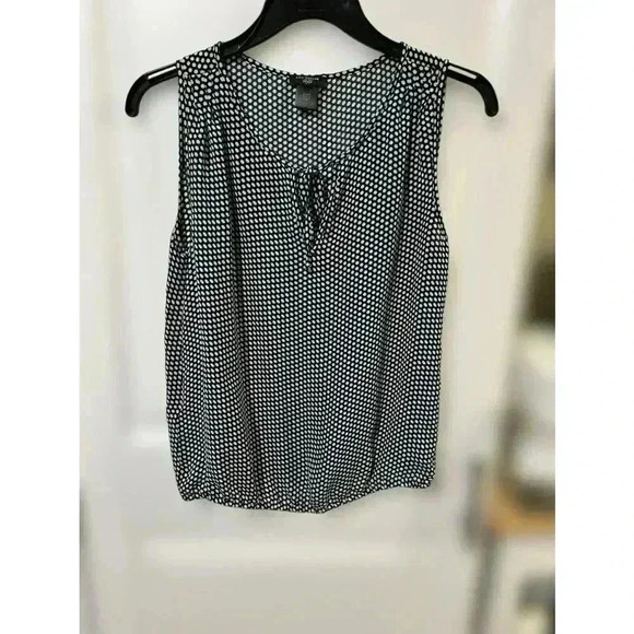 Ann Taylor Loft Top Black Abstract Sleeveless Blouse, Size XXS Petite - Picture 1 of 3